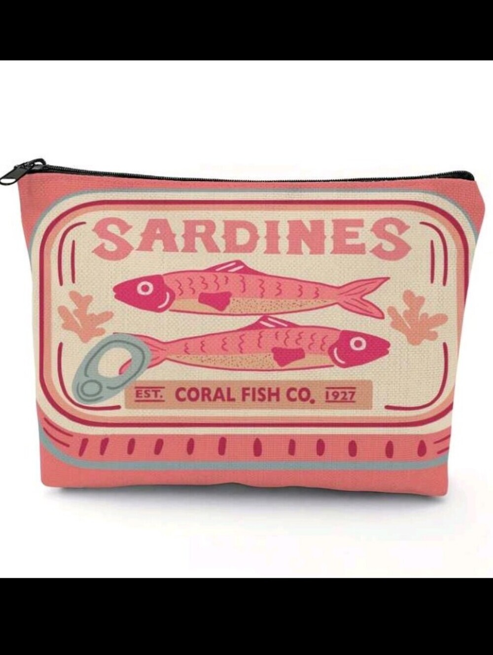 Coral Pink Sardines Cosmetic Zipper Pouch Purse